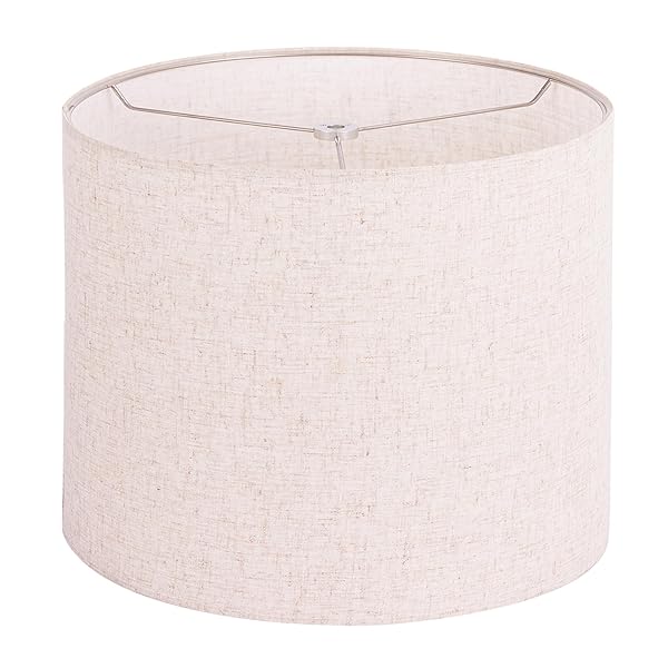 Wellmet 16x16x12 Assembly Required Fabric Drum Lampshade for Table Bedside and Floor Lamps Classic Modern Style Spider Fitter Linen