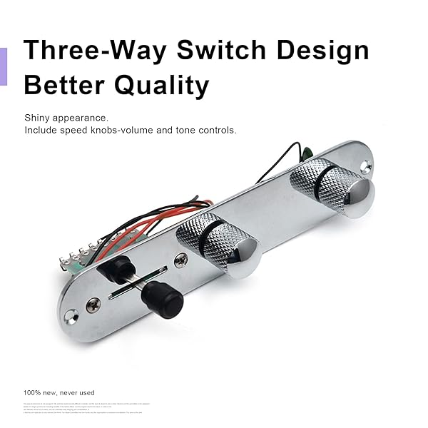 SAPHUE SAPHUE Guitar Control Plate Loaded Chrome Nickel 3 Way Switch 500K Tone Volume Knob Prewired for Fender Tele Gibson SG Electric Guitar Parts - View 2 of 7