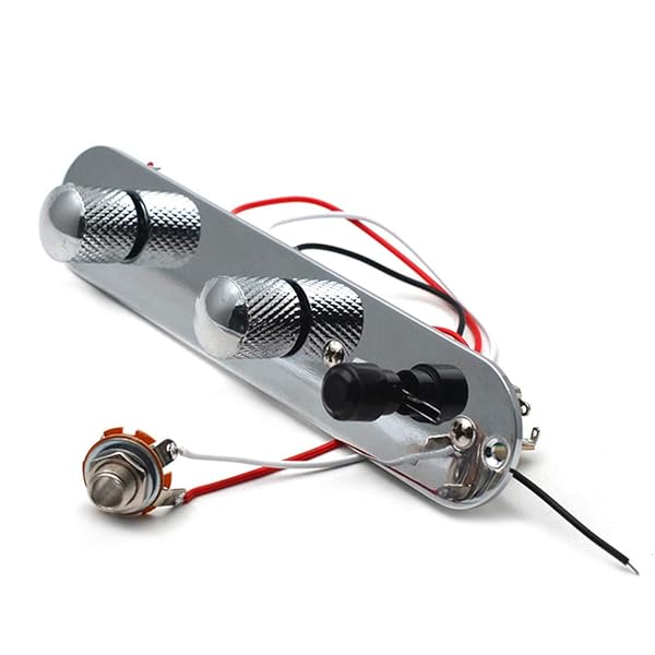 SAPHUE Guitar Control Plate Loaded Chrome Nickel 3 Way Switch 500K Tone Volume Knob Prewired for Fender Tele Gibson SG Electric Guitar Parts