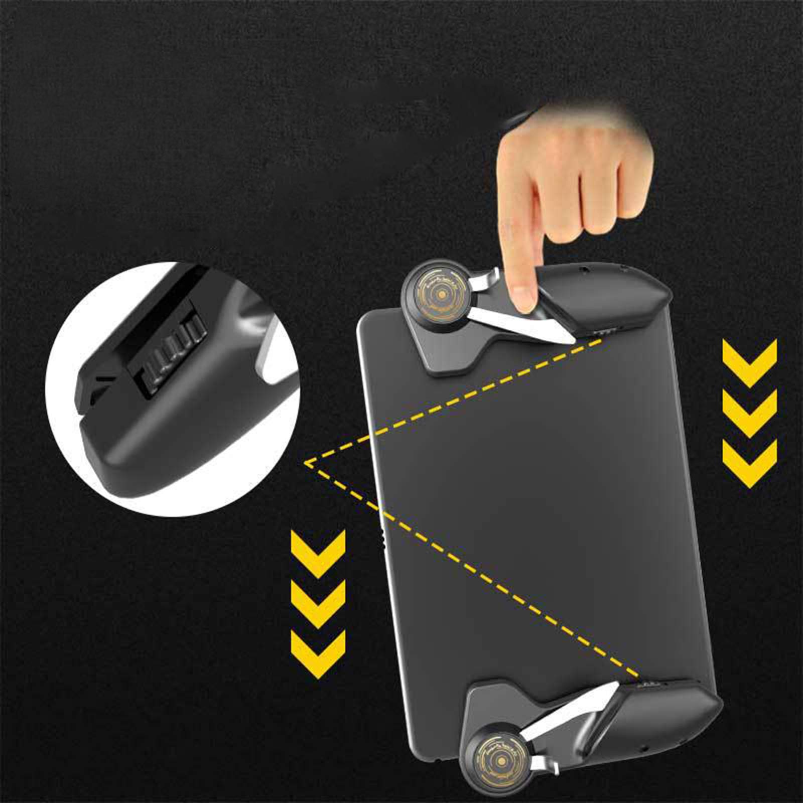 Generic PUBG Controller MODJUEGO Game Joystick Trigger Handle Gamepad with 4 Triggers for 10-12.9 inch Devices 6 Finger Operation - View 7 of 9