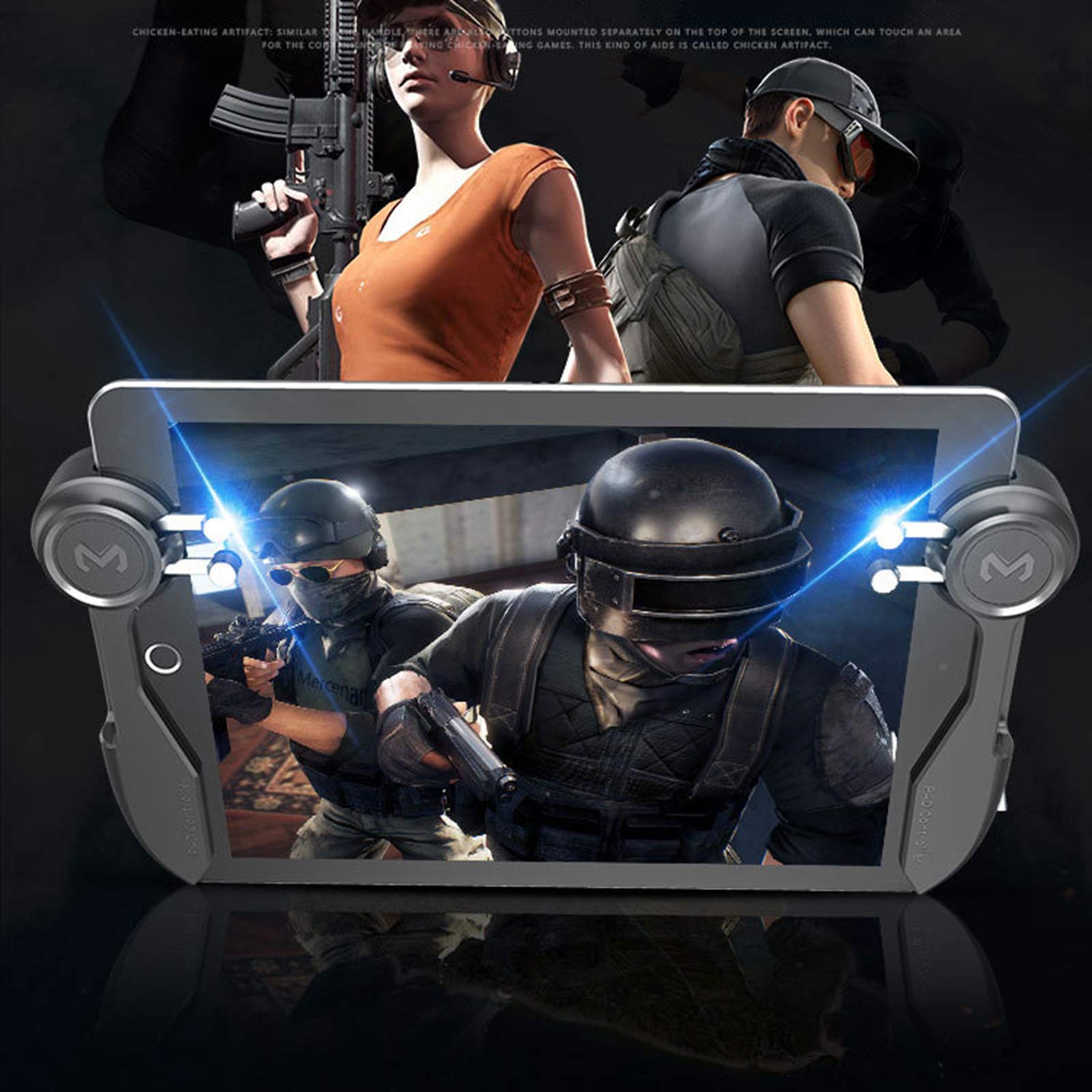 Generic PUBG Controller MODJUEGO Game Joystick Trigger Handle Gamepad with 4 Triggers for 10-12.9 inch Devices 6 Finger Operation - View 8 of 9