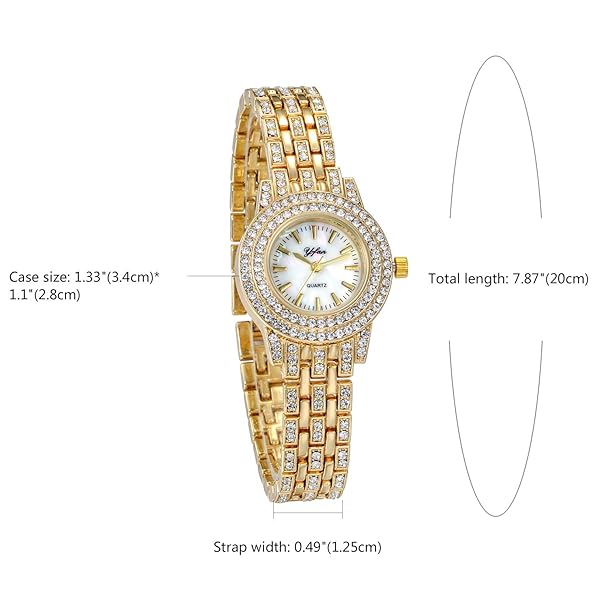 JewelryWe JewelryWe Women Gold Tone Alloy Rhinestone Quartz Watch Stylish Bling Dress Wristwatch - View 6 of 7