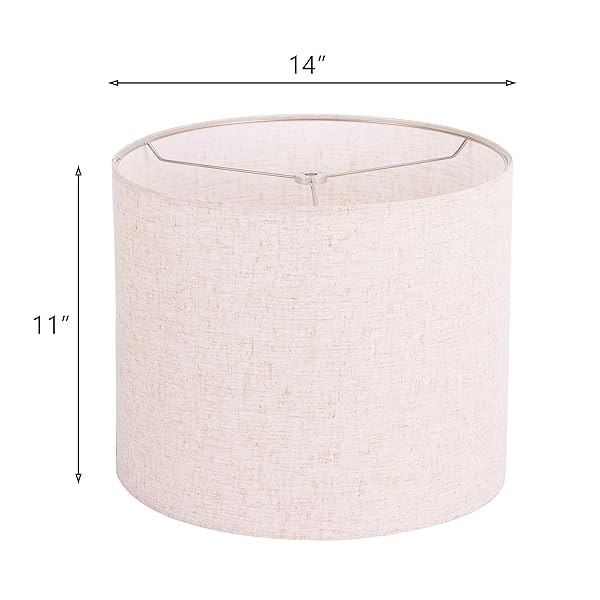 Wellmet Wellmet 14x14x11 Assembly Required Fabric Drum Lampshade for Table Bedside and Floor Lamps Classic Modern Style Spider Fitter Linen - View 2 of 9