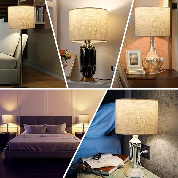 Wellmet Wellmet 14x14x11 Assembly Required Fabric Drum Lampshade for Table Bedside and Floor Lamps Classic Modern Style Spider Fitter Linen - View 7 of 9