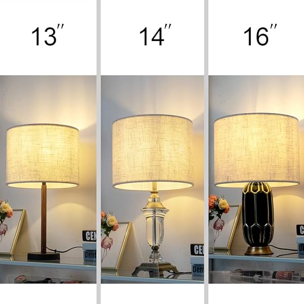 Wellmet Wellmet 14x14x11 Assembly Required Fabric Drum Lampshade for Table Bedside and Floor Lamps Classic Modern Style Spider Fitter Linen - View 8 of 9