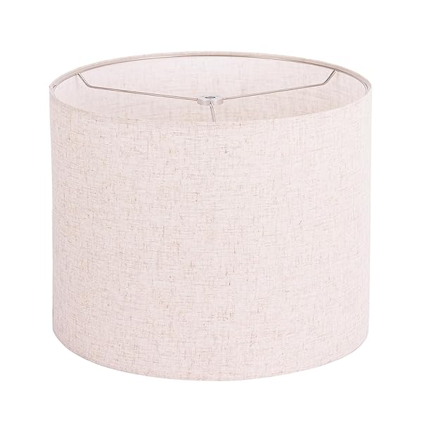 Wellmet 14x14x11 Assembly Required Fabric Drum Lampshade for Table Bedside and Floor Lamps Classic Modern Style Spider Fitter Linen