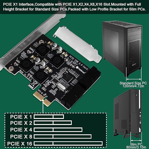 FebSmart FebSmart 2X 19Pin USB 3.0 Expansion Card for Windows and Linux Desktop PCs with Self-Powered Technology FS-H2-Pro - View 9 of 10