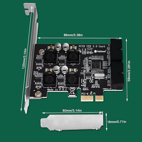 FebSmart FebSmart 2X 19Pin USB 3.0 Expansion Card for Windows and Linux Desktop PCs with Self-Powered Technology FS-H2-Pro - View 10 of 10
