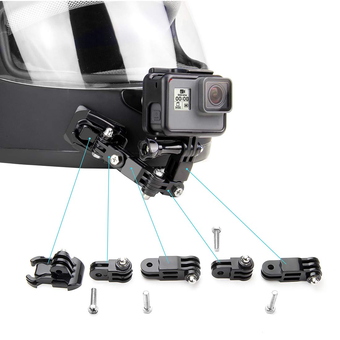SOONSUN SOONSUN Motorcycle Helmet Chin Mount Kits for GoPro Hero 13 12 11 10 9 8 7 6 5 4 AKASO SJCAM Osmo Action Camera with Adhesive Pads - View 4 of 9