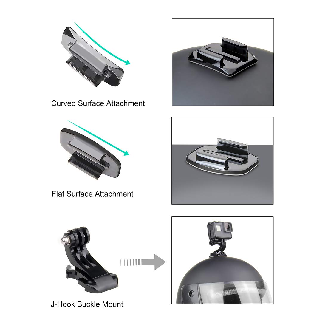 SOONSUN SOONSUN Motorcycle Helmet Chin Mount Kits for GoPro Hero 13 12 11 10 9 8 7 6 5 4 AKASO SJCAM Osmo Action Camera with Adhesive Pads - View 8 of 9