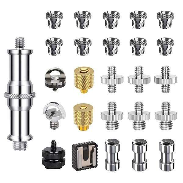 Homeet Homeet 26PCS Camera Screw Mount Set: 1/4 & 3/8 Inch Adapters for DSLR, Tripod, Flash & More