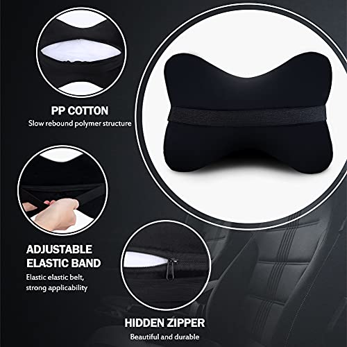 eing 2PCS Plush Car Neck Pillow with Rhinestones Crown Universal Bone-Shaped Headrest Cushion for Women and Girls Black - View 6 of 7