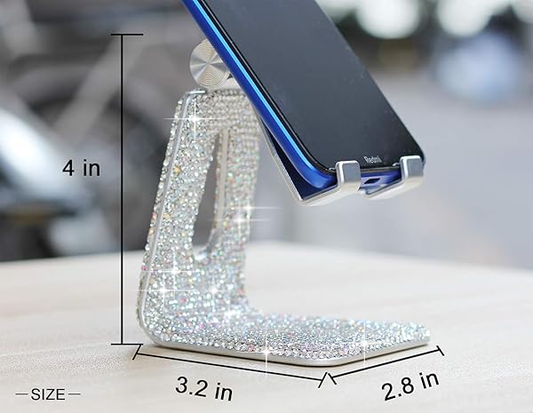 CARCHILE Adjustable Bling Rhinestone Phone Stand for Desk - Compatible with iPhone, iPad, Samsung | CARCHILE SZ - View 6 of 9