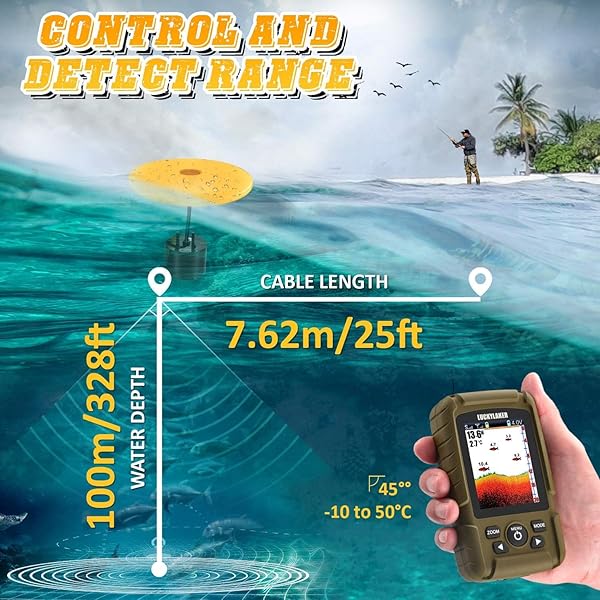 LUCKY LUCKY Waterproof Portable Fish Finder Handheld Depth Sonar Sensor for Ice Fishing Boat Kayak Sea Fishing Display - View 6 of 8