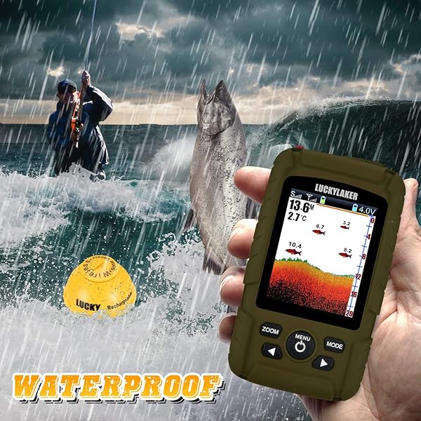 LUCKY LUCKY Portable Sonar Fish Finder Waterproof Handheld Wireless Depth Finder for Boat Kayak Ice Fishing and Sea Use - View 2 of 7