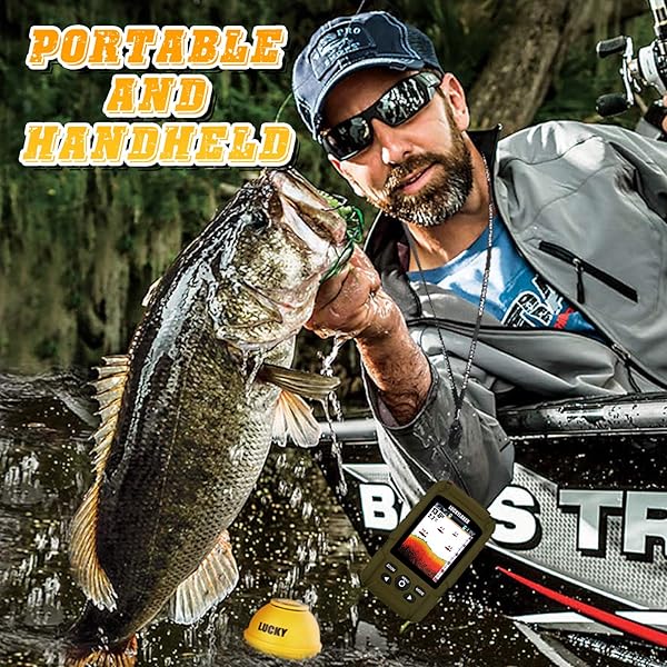 LUCKY LUCKY Portable Sonar Fish Finder Waterproof Handheld Wireless Depth Finder for Boat Kayak Ice Fishing and Sea Use - View 3 of 7