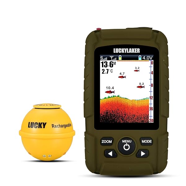 LUCKY LUCKY Portable Sonar Fish Finder Waterproof Handheld Wireless Depth Finder for Boat Kayak Ice Fishing and Sea Use