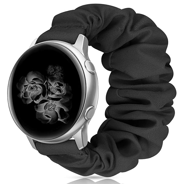 ZSMJ 20mm 22mm Scrunchies Watch Bands for Samsung Galaxy Watch 4 5 Pro 6 7 Classic Active 1 2 Replacement Bands for Women Black Multi-Size