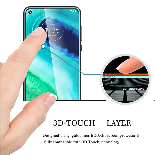 beukei Beukei 3 Pack Tempered Glass Screen Protector for Motorola Moto G Fast Full Coverage Anti Scratch Bubble Free - View 2 of 5