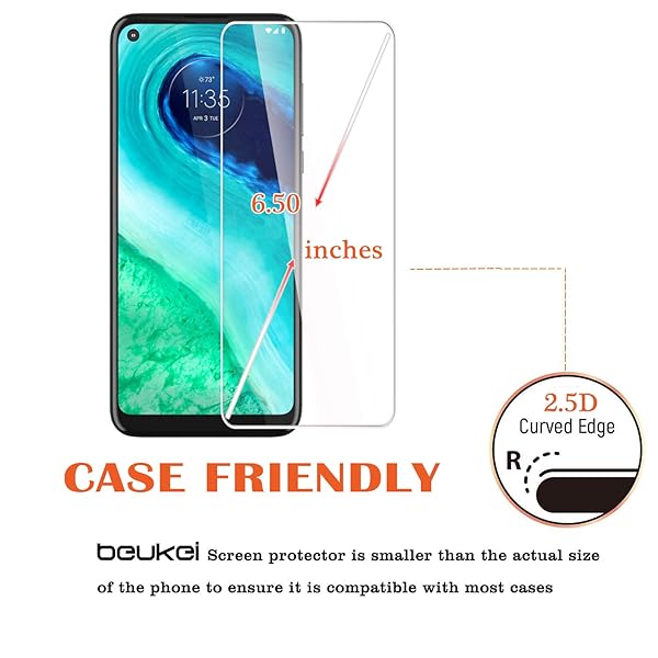 beukei Beukei 3 Pack Tempered Glass Screen Protector for Motorola Moto G Fast Full Coverage Anti Scratch Bubble Free - View 4 of 5