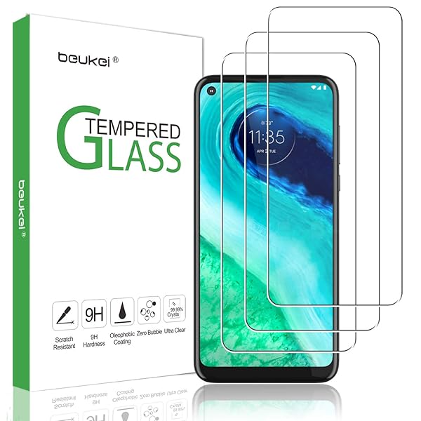 beukei Beukei 3 Pack Tempered Glass Screen Protector for Motorola Moto G Fast Full Coverage Anti Scratch Bubble Free