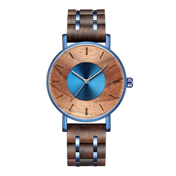 WASTIME WASTIME Wooden Watch for Men and Women Stylish Chronograph Military Casual Calendar Wood Watches B Blue