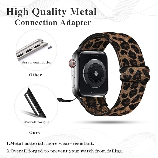 DYSHAYEN Stretchy Nylon Watch Band for Apple Watch 38mm 40mm 41mm Adjustable Sport Elastic Strap for iWatch Series 7 6 5 4 3 2 1 SE Leopard - View 4 of 7