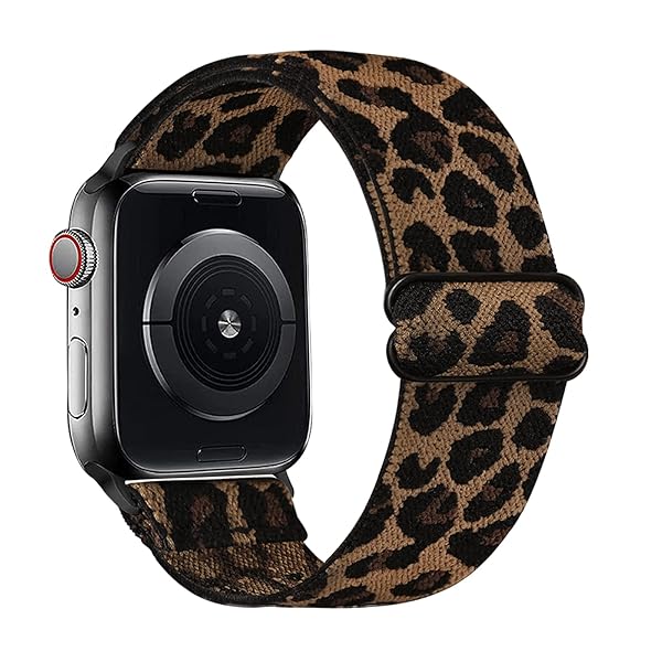 DYSHAYEN Stretchy Nylon Watch Band for Apple Watch 38mm 40mm 41mm Adjustable Sport Elastic Strap for iWatch Series 7 6 5 4 3 2 1 SE Leopard