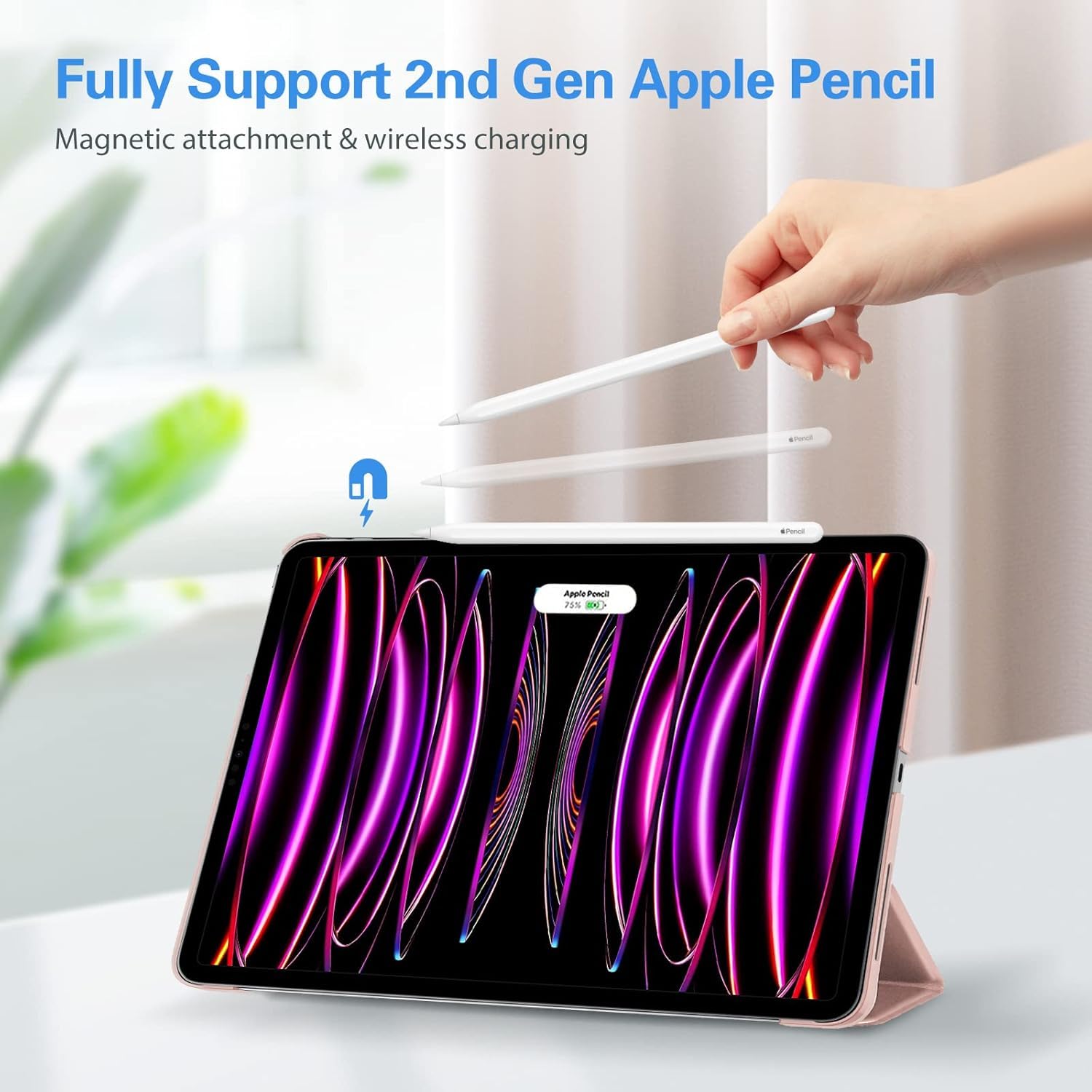 ProCase ProCase Smart Case for iPad Pro 12.9 2022 2021 2020 2018 Slim Stand Hard Back Shell Cover Rosegold - View 3 of 9