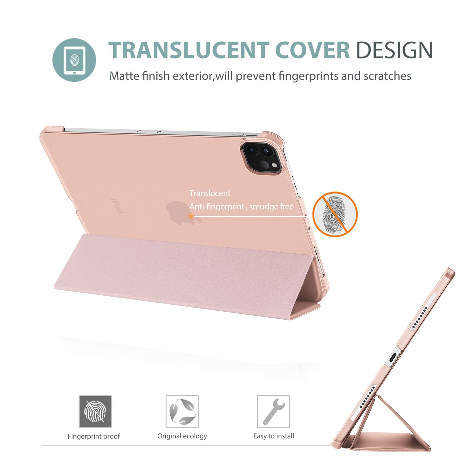 ProCase ProCase Smart Case for iPad Pro 12.9 2022 2021 2020 2018 Slim Stand Hard Back Shell Cover Rosegold - View 4 of 9