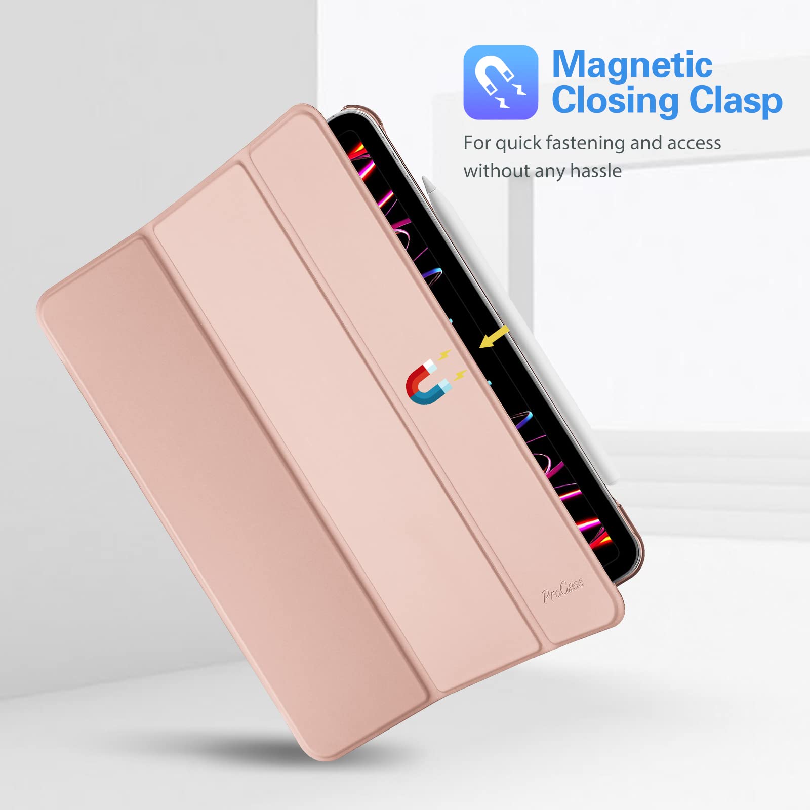 ProCase ProCase Smart Case for iPad Pro 12.9 2022 2021 2020 2018 Slim Stand Hard Back Shell Cover Rosegold - View 8 of 9