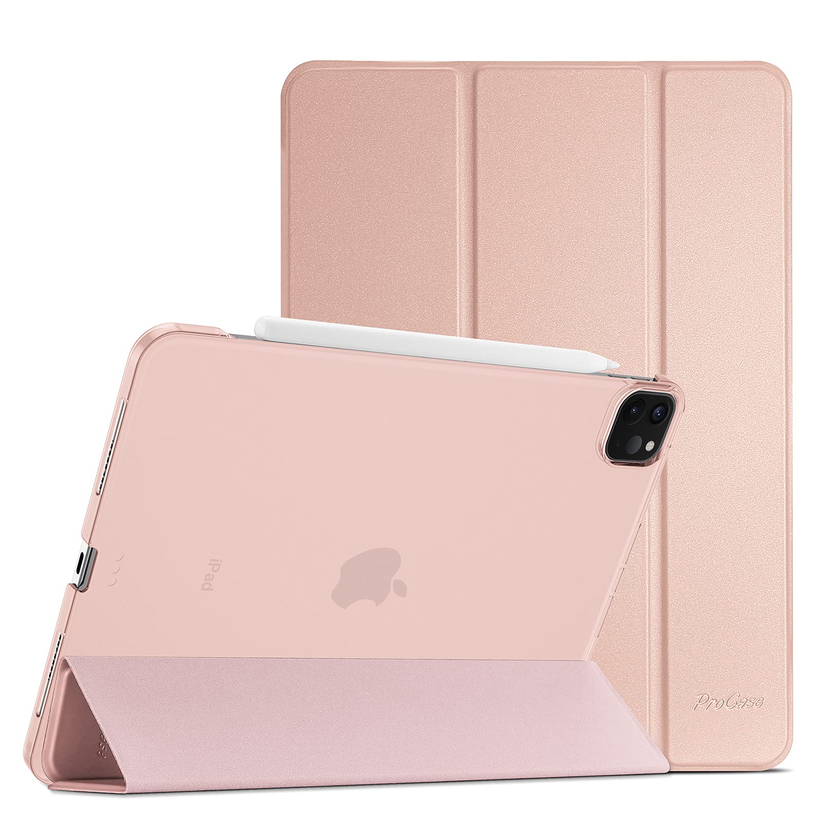 ProCase Smart Case for iPad Pro 12.9 2022 2021 2020 2018 Slim Stand Hard Back Shell Cover Rosegold