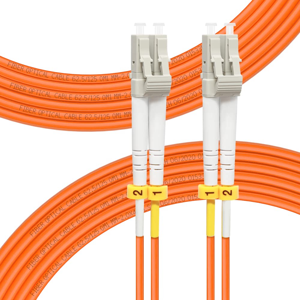 FLYPRO Fiber 10M OM1 LC to LC Patch Cable 1GB Duplex 62.5/125um Multimode Fiber Optic Cord LSZH 33ft Length Options Available