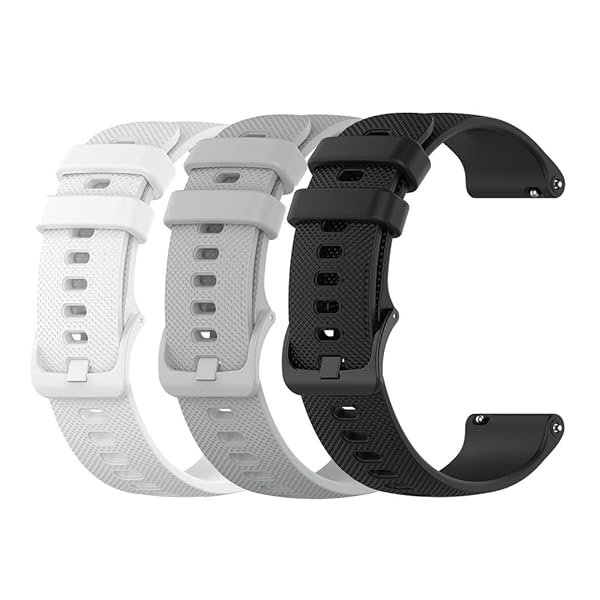 YEEJOK Yeejok 22mm Silicone Bands for Fossil Men's Gen 6 5E 44mm Gen 5 LTE Carlyle Garrett Women's Julianna Smart Watch Replacement Strap Black White Gray