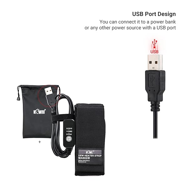 KIWIFOTOS KIWIFOTOS USB Lens Dew Heater: Prevent Condensation for Telescopes & DSLR Lenses (80mm-110mm) with Temperature Control - View 5 of 10