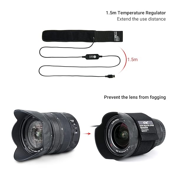 KIWIFOTOS KIWIFOTOS USB Lens Dew Heater: Prevent Condensation for Telescopes & DSLR Lenses (80mm-110mm) with Temperature Control - View 6 of 10