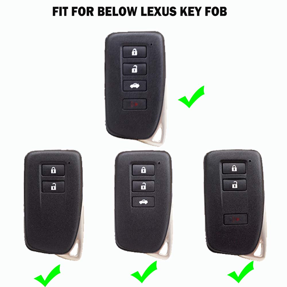 K LAKEY Key Fob Cover for Lexus 2013-Up RX ES GS LS NX RS GX LX RC LC Soft TPU Case Keyless Shell Protector Black - View 2 of 7