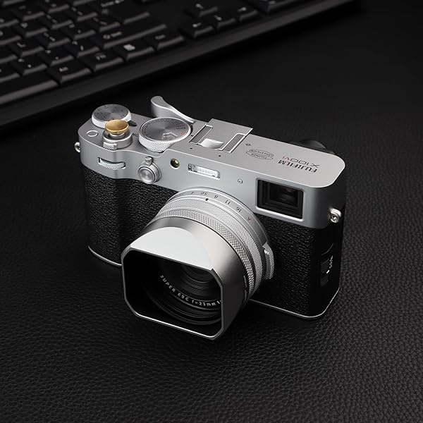 Haoge Haoge LH-X54W Square Metal Lens Hood & 49mm Adapter for Fujifilm X100VI/X100V - Silver - View 3 of 10
