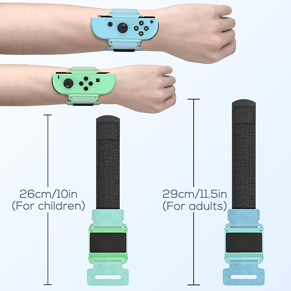 YUANHOT YUANHOT Adjustable Wrist Bands for Nintendo Switch Just Dance 2025 2024 2023 2022 Zumba 2 Pack Green Blue for Kids and Adults - View 2 of 6