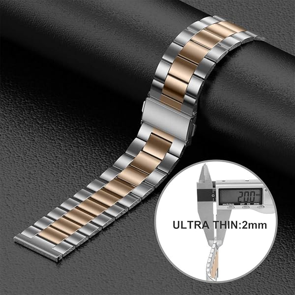 Wearlizer Wearlizer Stainless Steel Bands for Fitbit Versa Versa 2 Lite SE Ultra Thin Lightweight Replacement for Men and Women Copper Gold Silver - View 4 of 5