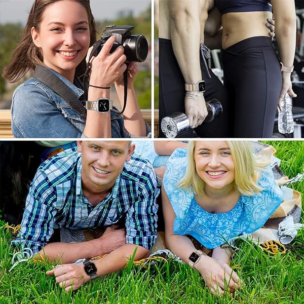 Wearlizer Wearlizer Stainless Steel Bands for Fitbit Versa Versa 2 Lite SE Ultra Thin Lightweight Replacement for Men and Women Copper Gold Silver - View 5 of 5