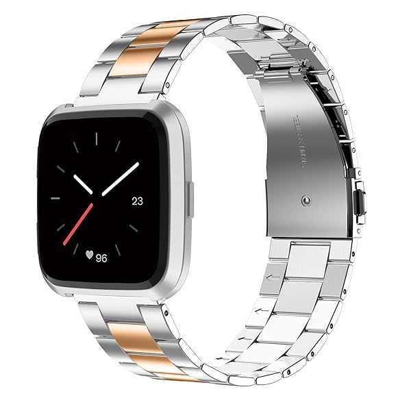 Wearlizer Wearlizer Stainless Steel Bands for Fitbit Versa Versa 2 Lite SE Ultra Thin Lightweight Replacement for Men and Women Copper Gold Silver