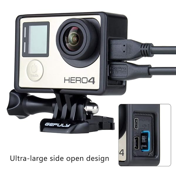 GEPULY GEPULY Frame Mount Protective Housing Case with Bracket and Lens Cap for GoPro Hero 3 Hero 3 Plus Hero 4 Black Silver Cameras - View 5 of 9