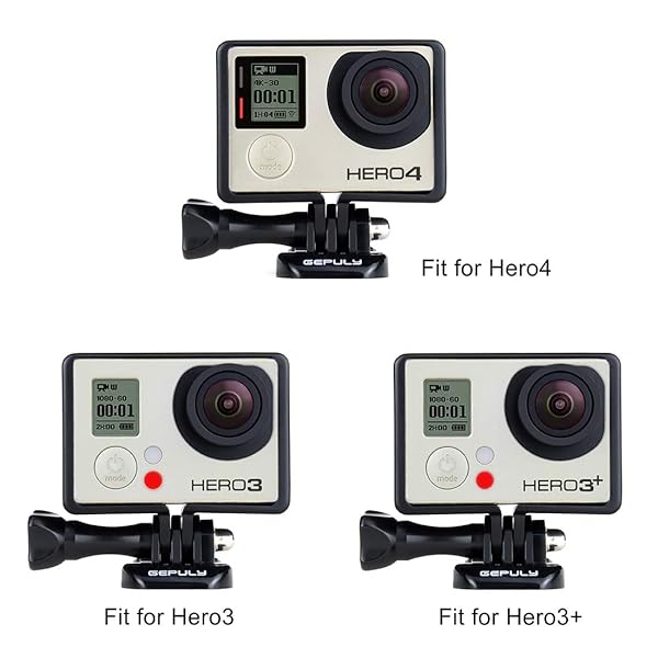 GEPULY GEPULY Frame Mount Protective Housing Case with Bracket and Lens Cap for GoPro Hero 3 Hero 3 Plus Hero 4 Black Silver Cameras - View 7 of 9