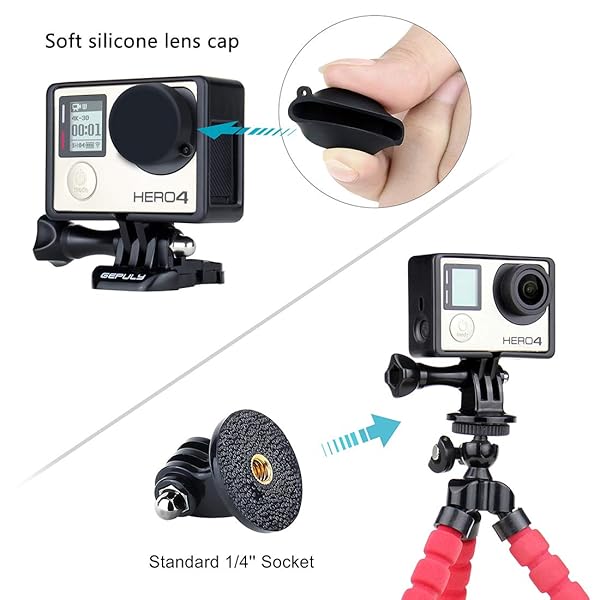 GEPULY GEPULY Frame Mount Protective Housing Case with Bracket and Lens Cap for GoPro Hero 3 Hero 3 Plus Hero 4 Black Silver Cameras - View 8 of 9
