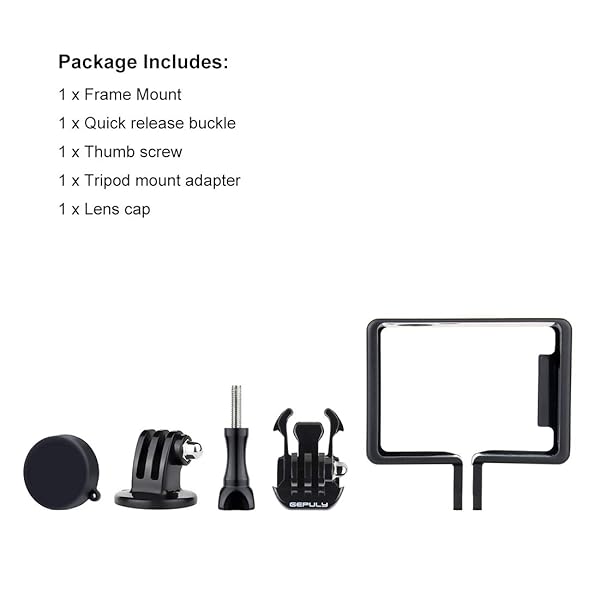 GEPULY GEPULY Frame Mount Protective Housing Case with Bracket and Lens Cap for GoPro Hero 3 Hero 3 Plus Hero 4 Black Silver Cameras - View 9 of 9