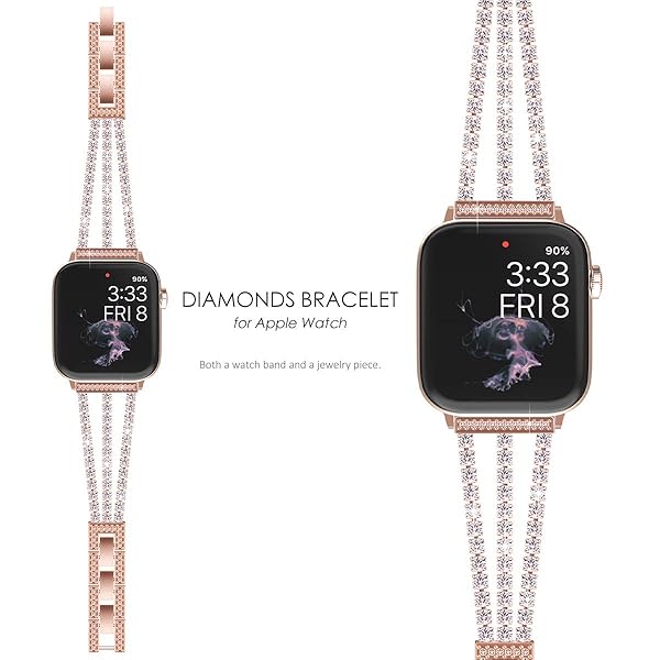 NewWays NewWays Rose Gold Bling Diamond Apple Watch Band 46mm 45mm 44mm 42mm - Compatible with Series 10, 9, 8, 7, SE, 6, 5, 4, 3 - View 3 of 9