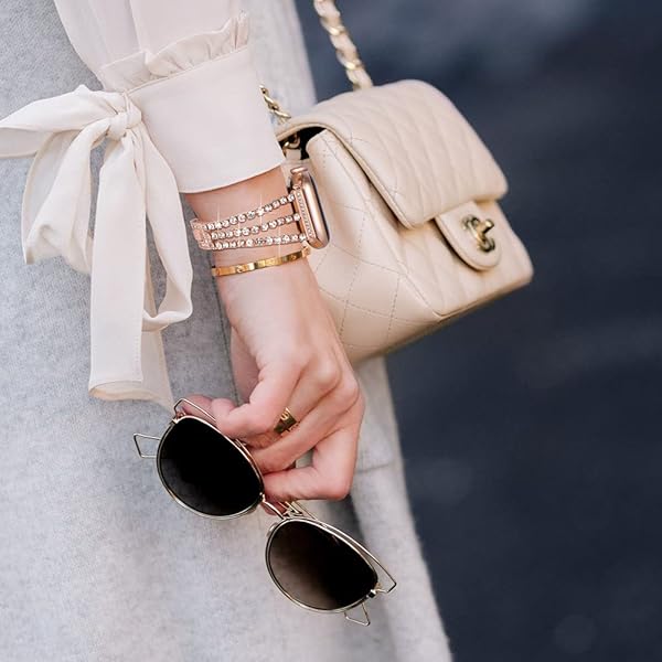 NewWays NewWays Rose Gold Bling Diamond Apple Watch Band 46mm 45mm 44mm 42mm - Compatible with Series 10, 9, 8, 7, SE, 6, 5, 4, 3 - View 7 of 9