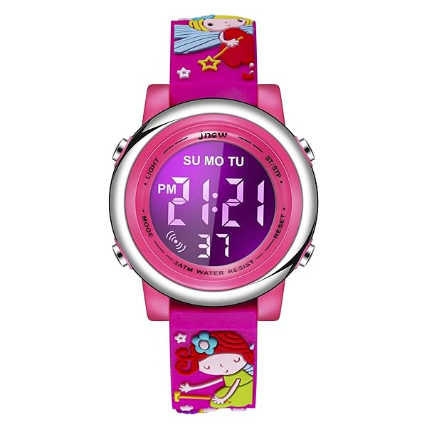 cofuo Cofuo Kids Digital Sports Waterproof Watch for Girls 3D Cartoon LED Toddler Wristwatch with Alarm Stopwatch for Ages 3-12 Red Little Fairy
