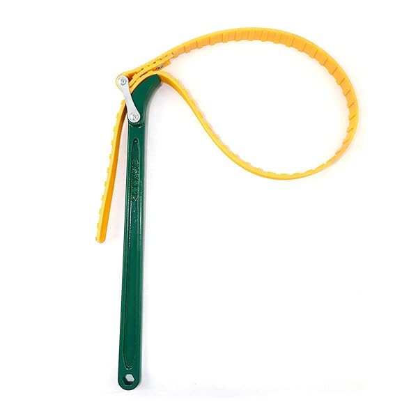 QWORK 15 Inch Belt Strap Wrench Multi Purpose Adjustable Oil Filter Wrench with 35 7/16 Inch Capacity